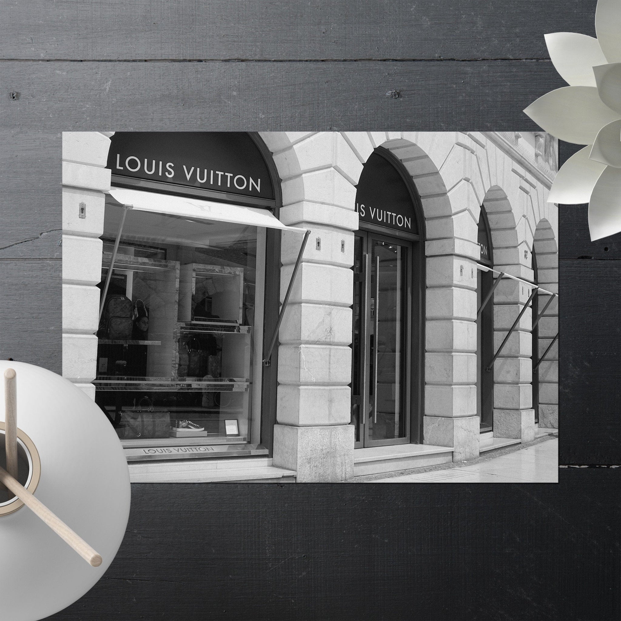 Black and white Louis Vuitton Shop Front Print A4/A3 Print.