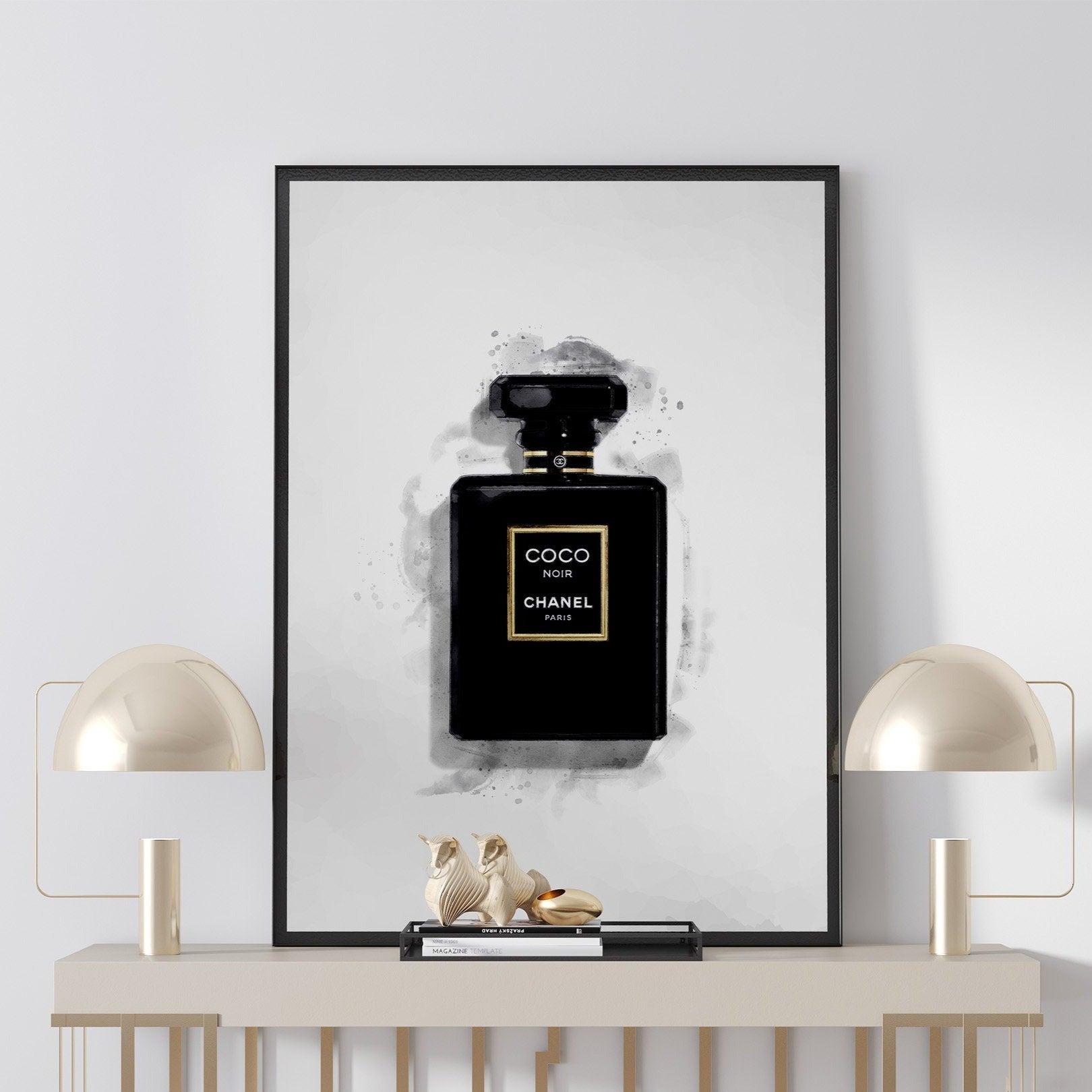Perfume Bottle, Black With Grey & White Pop, Amanda Greenwood, iCanvas