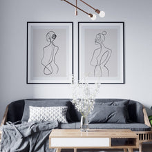 Load image into Gallery viewer, Minimalist line art prints in the form of abstract women
