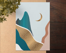 Load image into Gallery viewer, Mid Century Modern Gold Moon Print
