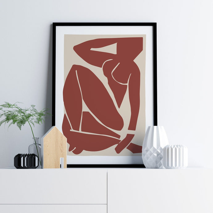Henri Matisse nude woman print in brown earth tones
