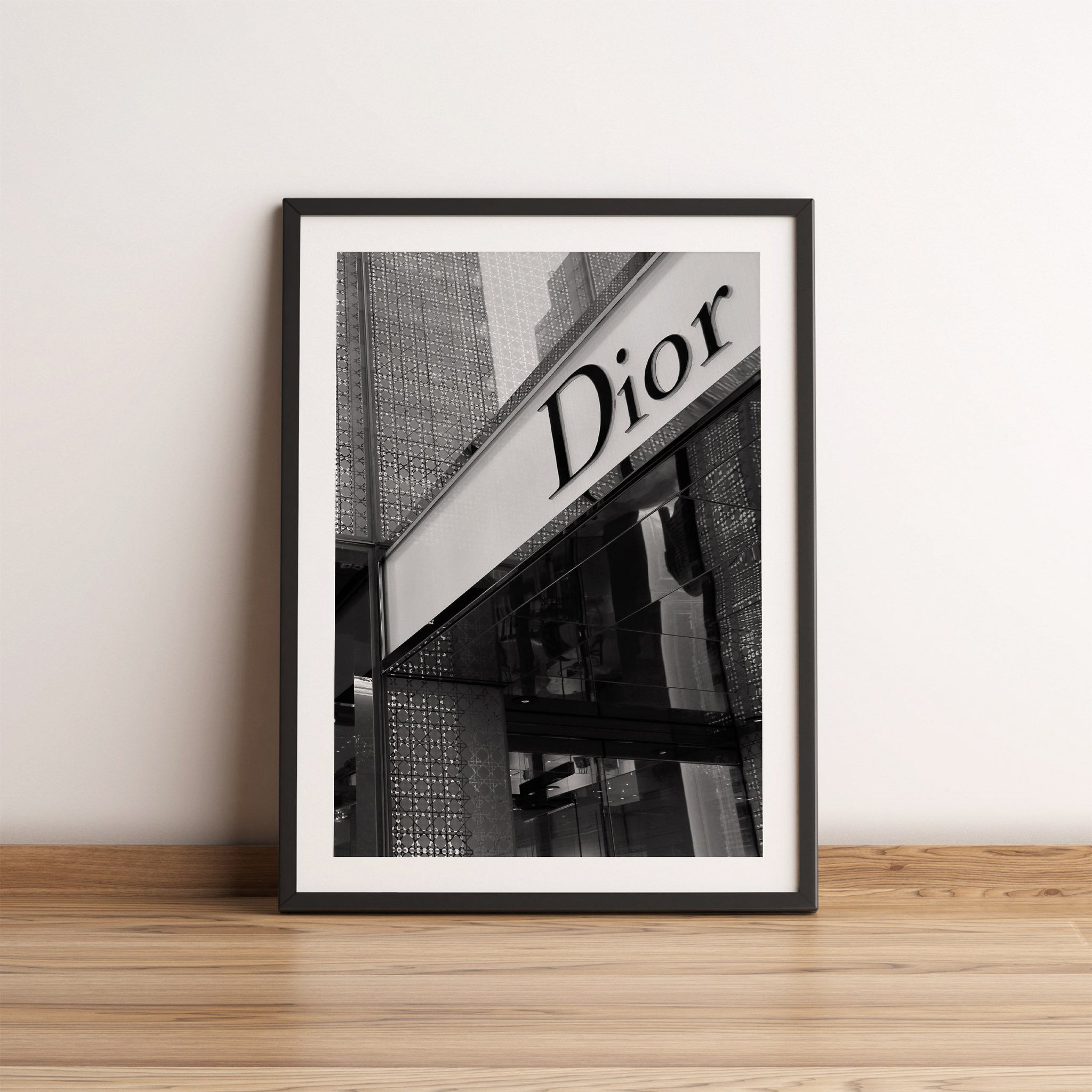Dior Building Black and White Poster, Fashion Wall Art 12 x 16