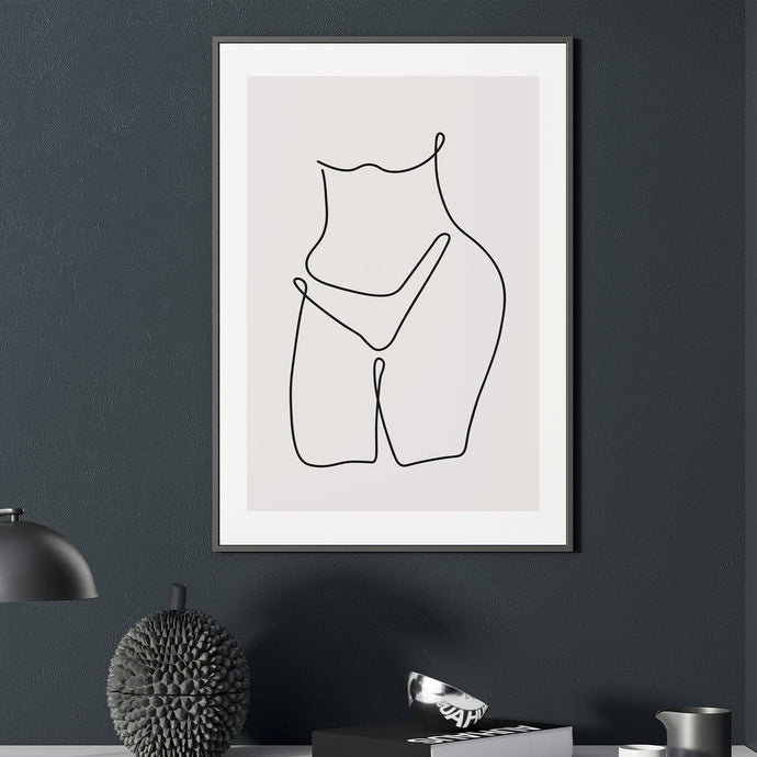 Erotic line art bikini print