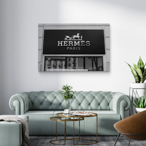 Hermes Paris canvas wall art in a modern living room
