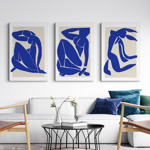 Matisse Blue Nude canvas prints hanging above a couch