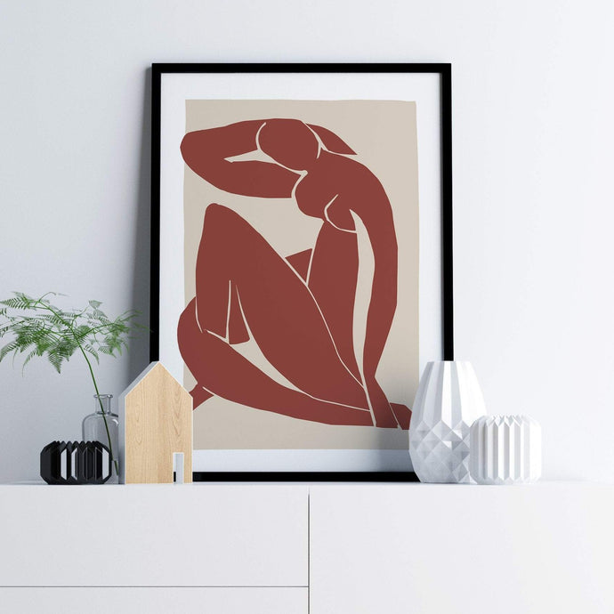 bohemian art print featuring abstract nude woman