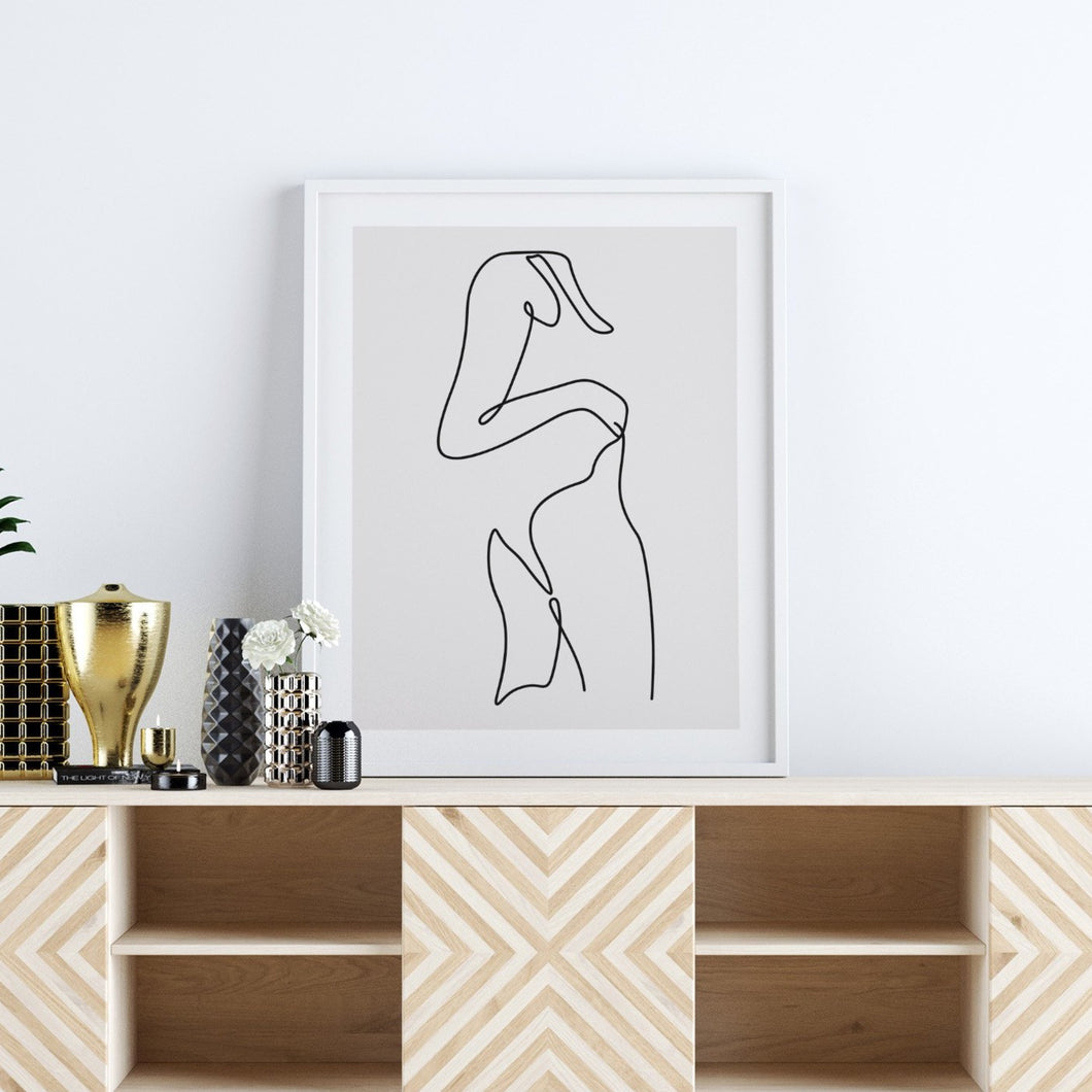 Nude woman line art print