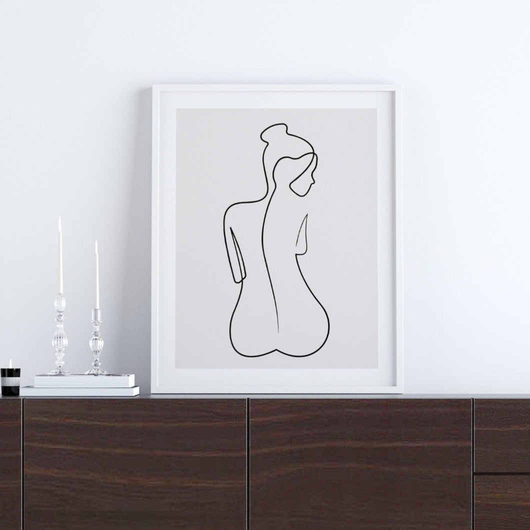 Nude Woman Line Art Print
