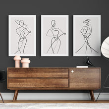 Load image into Gallery viewer, Set of 3 minimalist line art canvas prints
