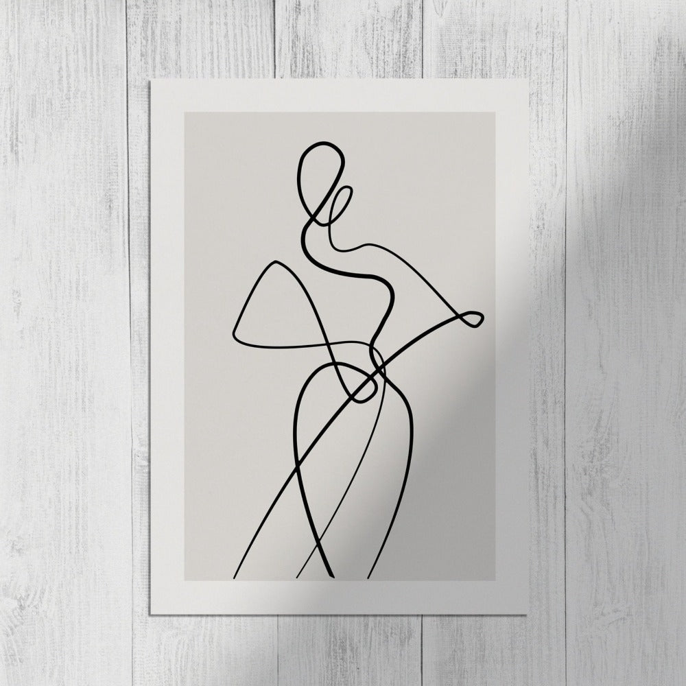 Line art poster featuring nude woman
